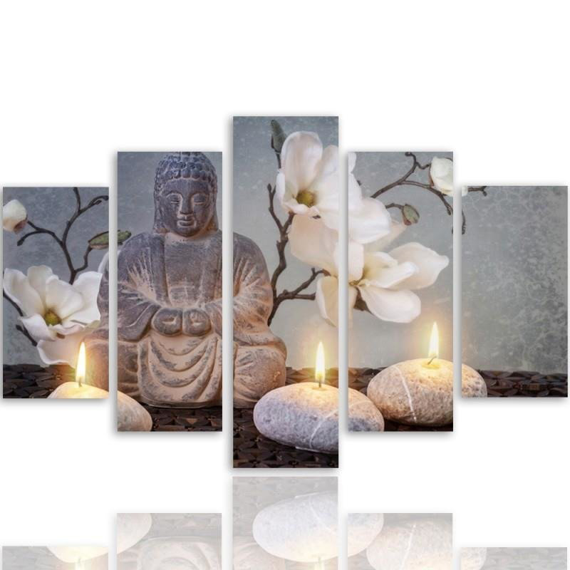 Buddha Zen - 5 Piece No Frame Print on Canvas