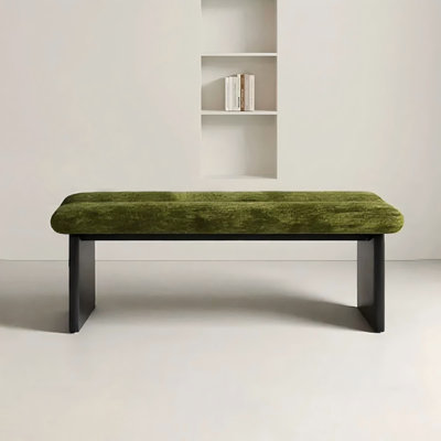 Green Solid Wood Upholstered Bench