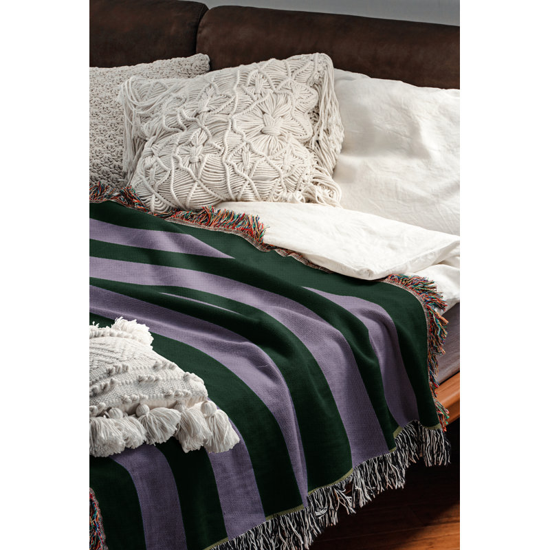 Jeté en mélange de coton Cassian, L 60 po x l 60 po, Jade / iris