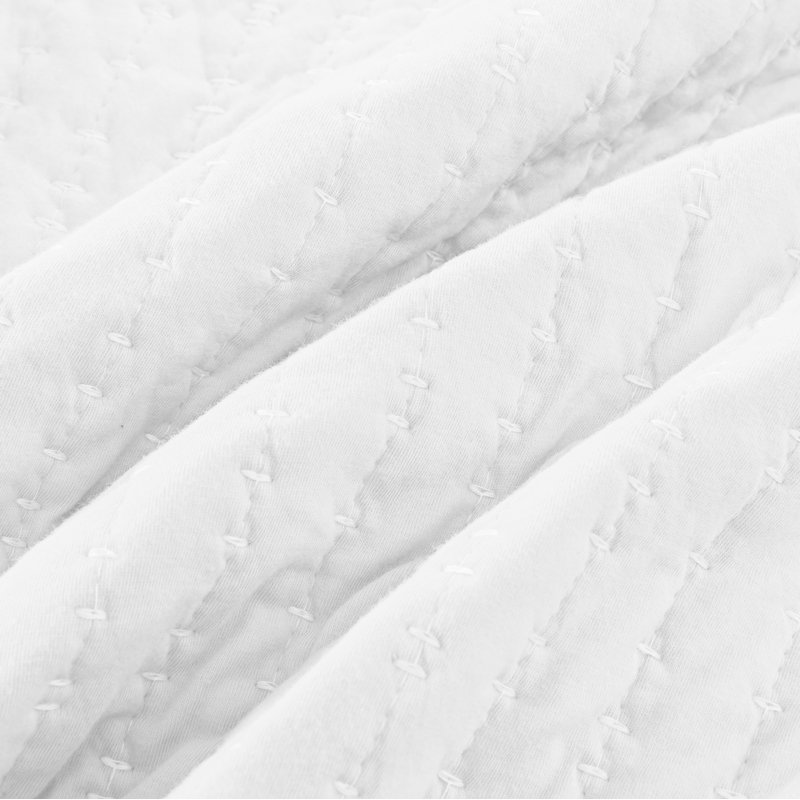 King White Cotton Reversible Quilt Set