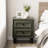Modern Geometrical 2-Drawer Nightstand In Olive Green
