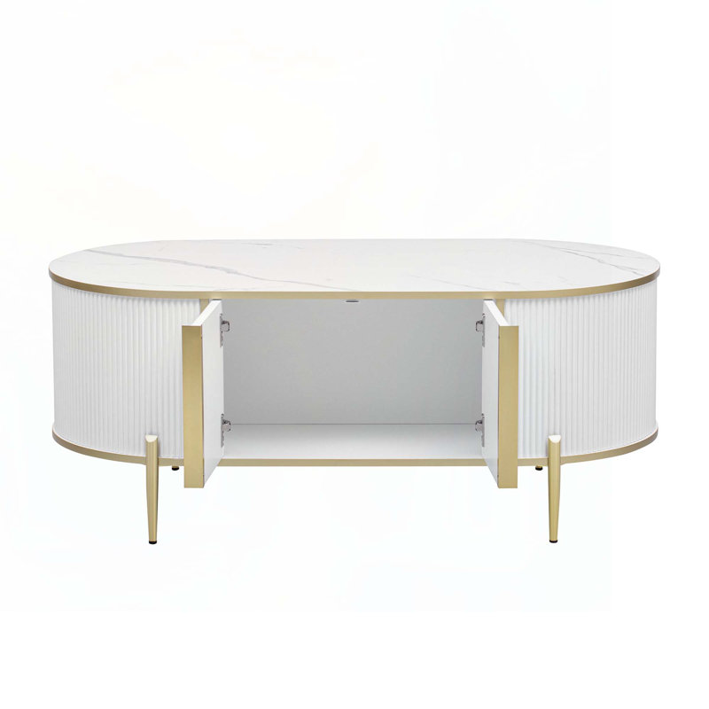 Coffee Table, White/Gold, White