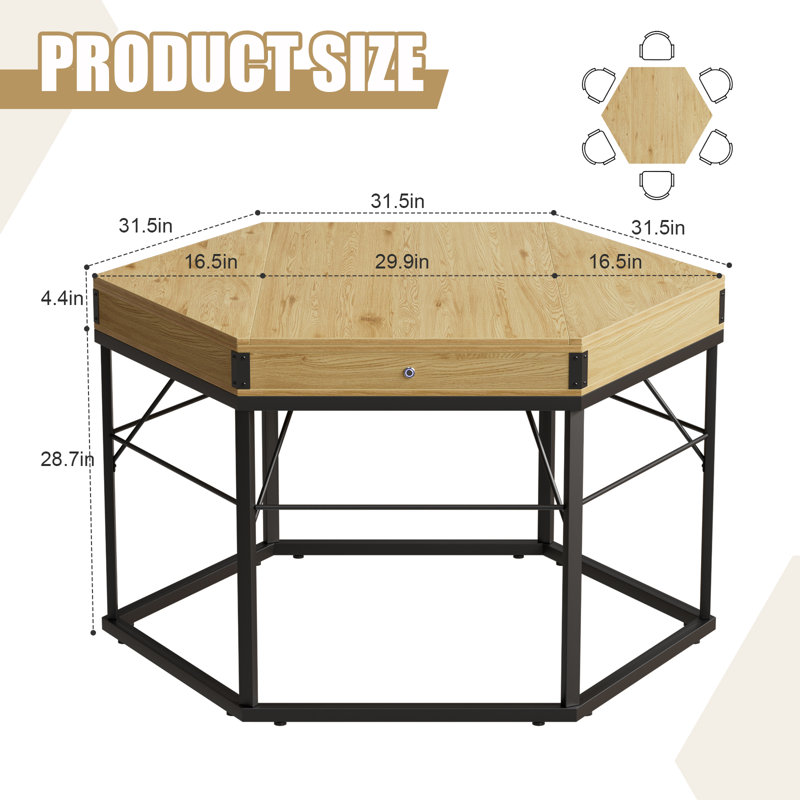 Table de jeu hexagonale DEL pour 6 joueurs, idéale pour les fêtes et les familles.