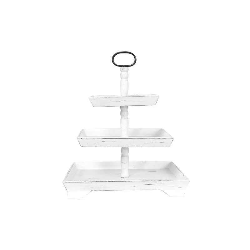 Wood Tiered Stand, White
