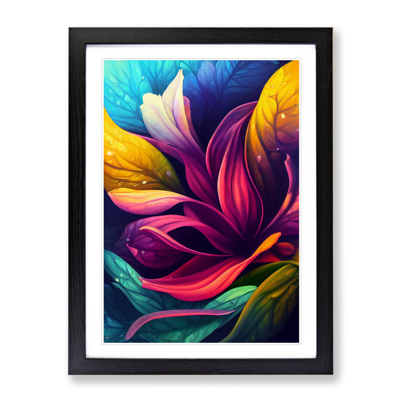 XV1022-4929X Vibrant Flowers No.4 - Print, White, 66cm H x 48cm W, Black Framed Paper