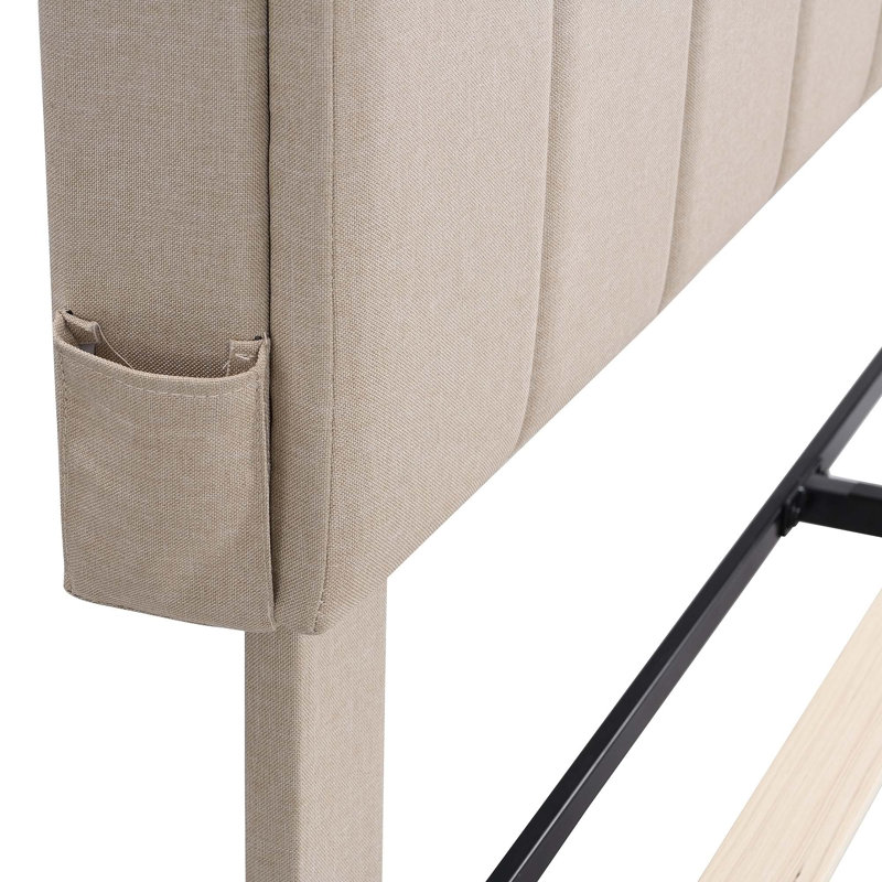 Isenberg Vella Upholstered Bookcase Platform Bed, Full, Beige