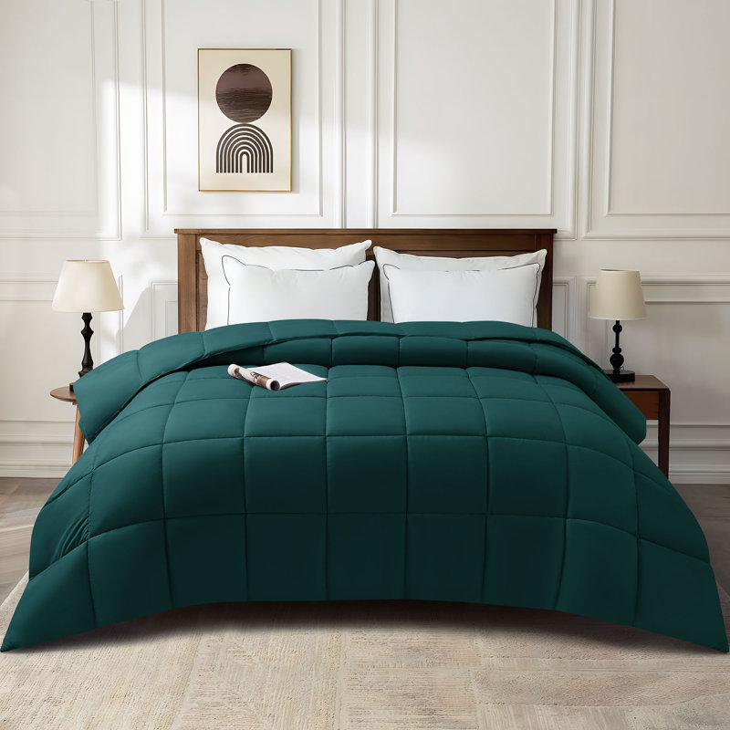 Breathable All-Season Faux Down Comforter, Édredon très grand, Vert