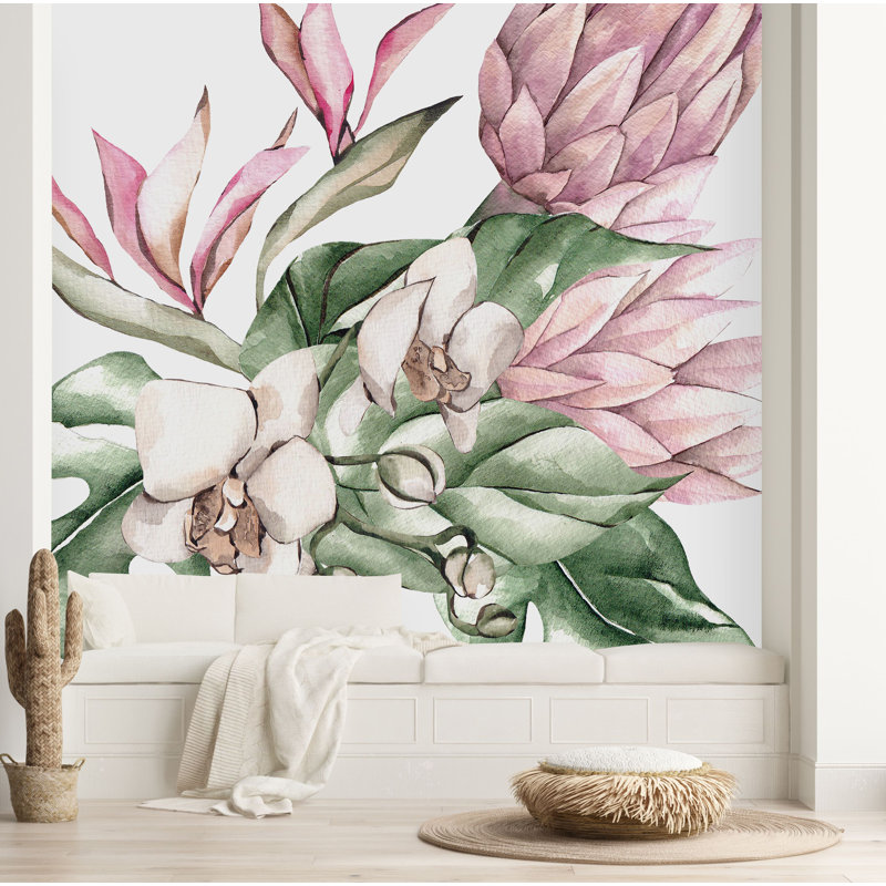 Floral Wall Mural, 100" W x 100" L