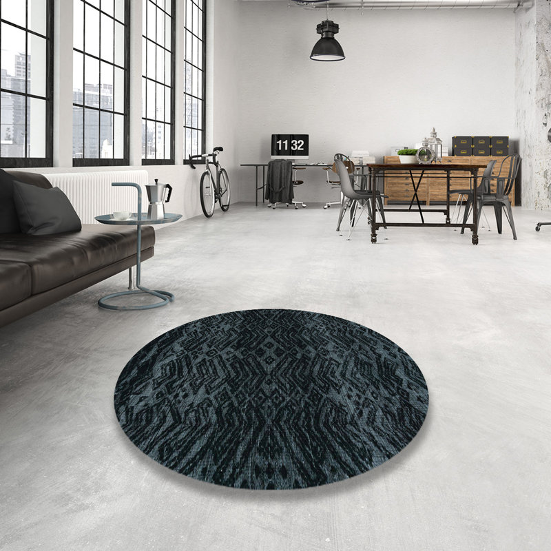 Tapis 100% abstrait 5092 lavable à la machine, Rond 3 pi