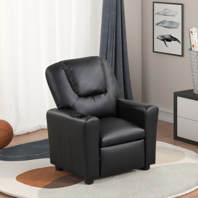 Youth Recliner Chair, Marisa 23" PU Leather Kids Recliner Chair With Cupholder