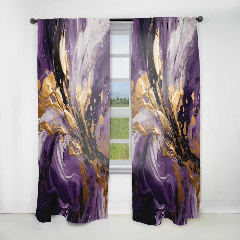 Mauve et or liquide Magic II - rideau moderne - velours obscurcissant - 1 panneau, L 52 po x L 108 po