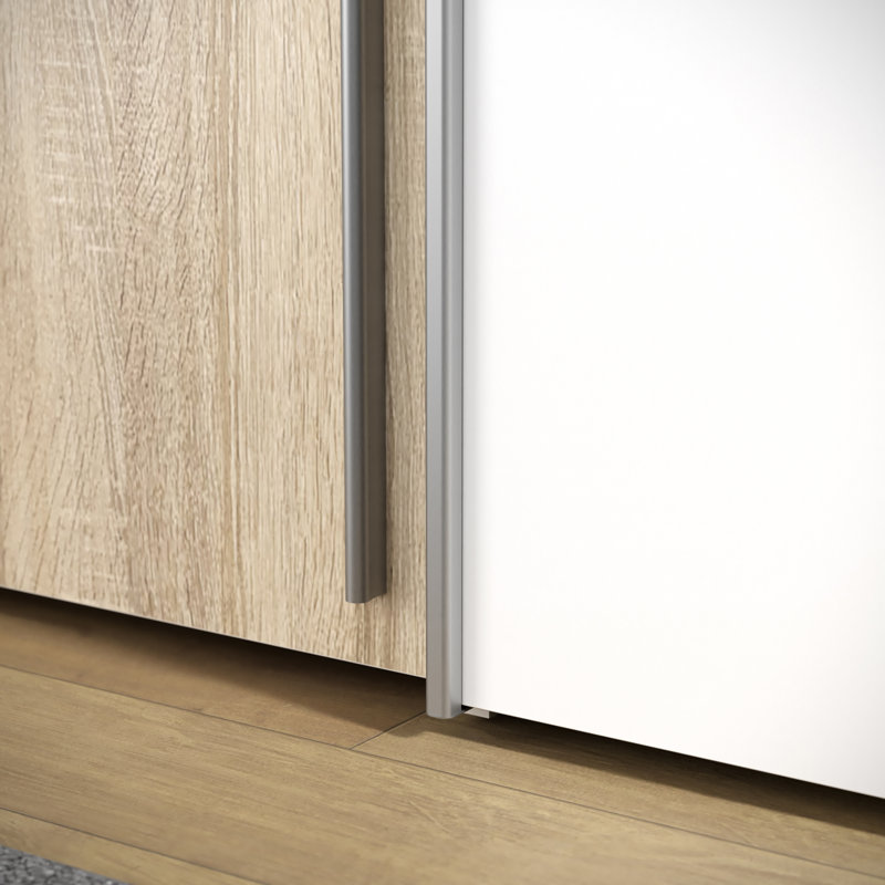 Koran No Wardrobe, 210.5cm H x 270.3cm W x 61.2cm D, Oak/White and Grey