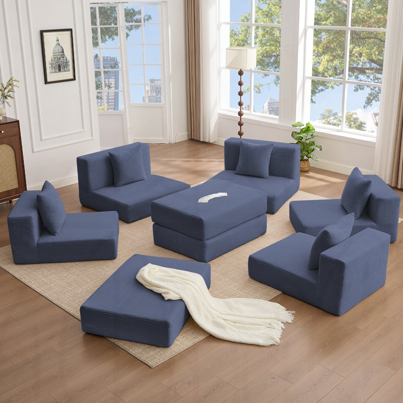 Canapé modulaire en L, Bleu