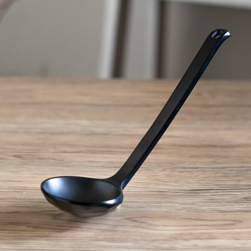 Pack Of 6 Ridged Matte Black Melamine Stirring Mixing Serving Ladle Spoons