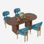 Ensemble de table de cuisine ovale à double piédestal-223772558-223772556-221402298