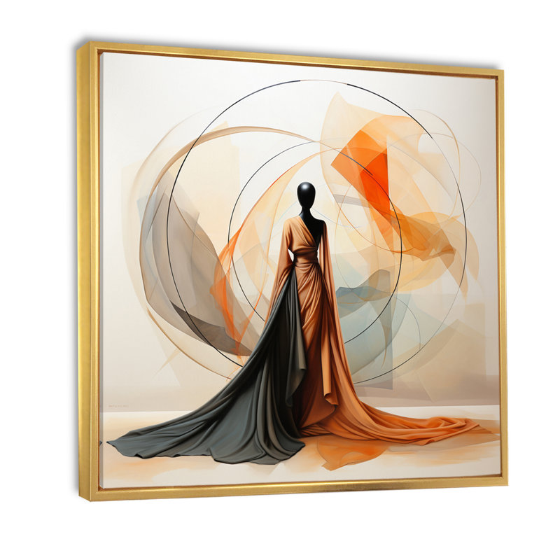 Abstrait contemporain danseur africain - art mural femme afro-américaine, Cadre flottant doré, H 30 po x l 30 po x P 1 po