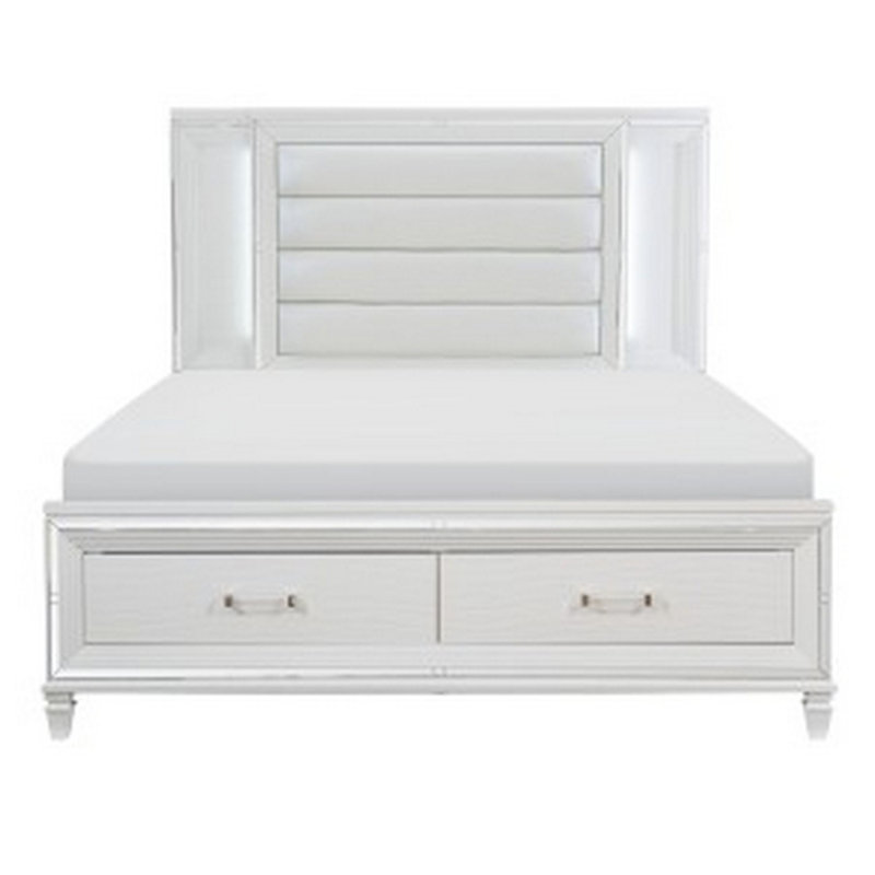 Grand lit plateforme avec rangement Maude, Blanc