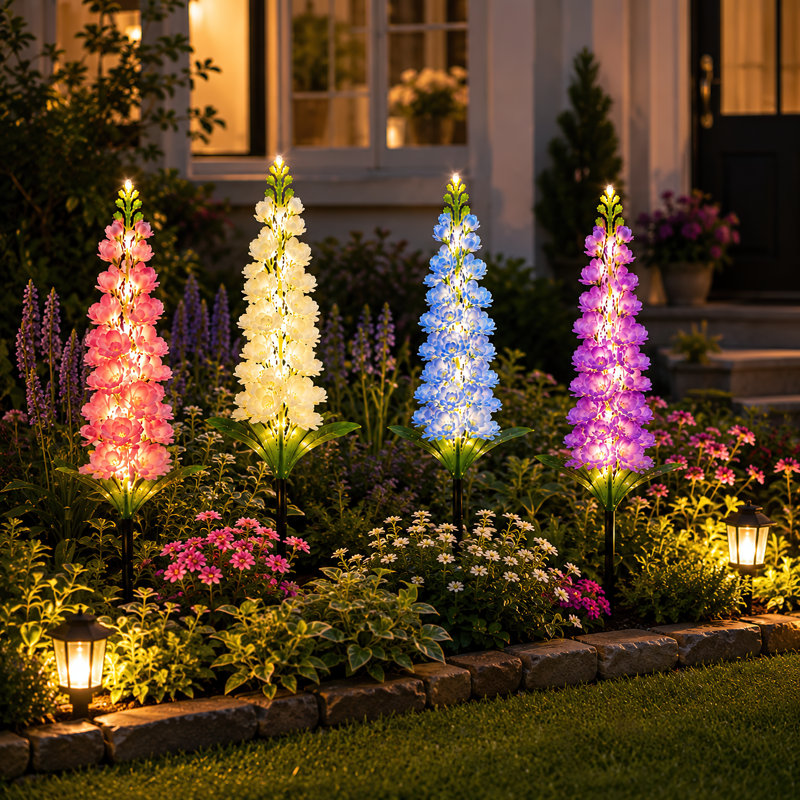 4 Pack Solar Delphinium Flower Stake Lights