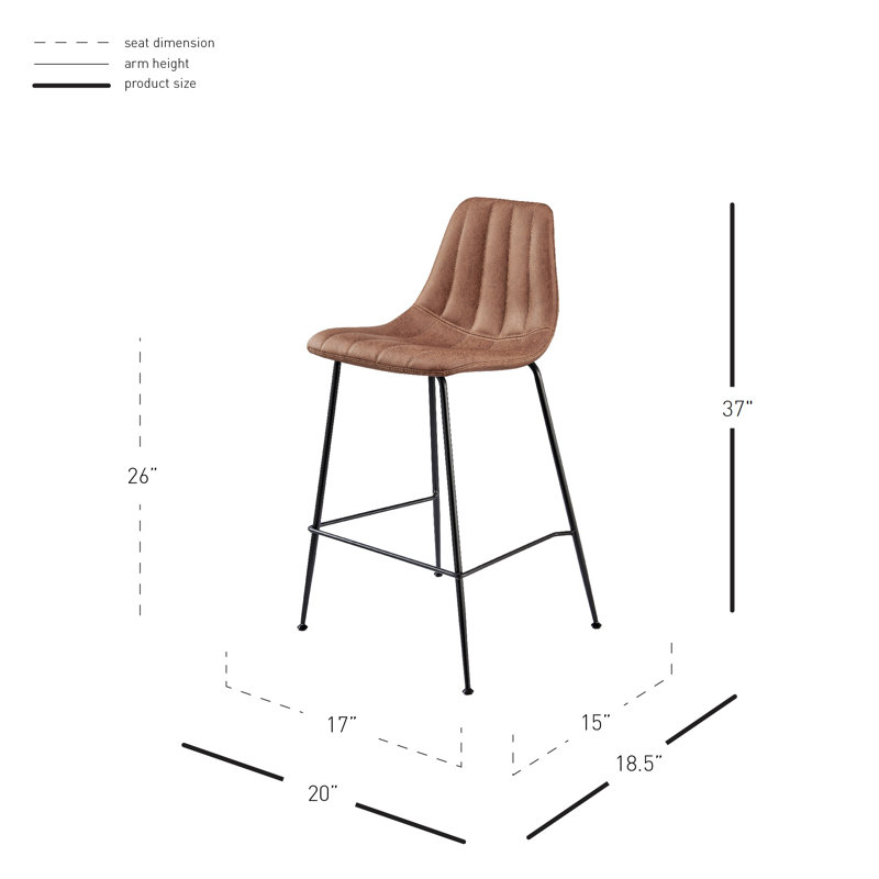 Rieth Upholstered Faux Leather Counter Stool with Steel Frame
