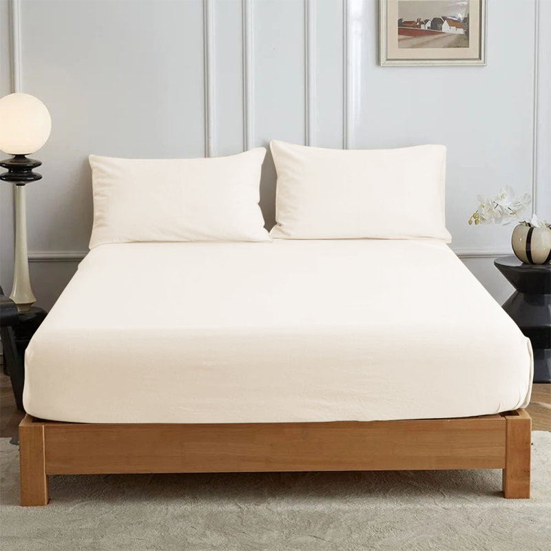 Leila Microfiber 25cm Deep Pocket Fitted Bed Sheet, Single (3'), Cream