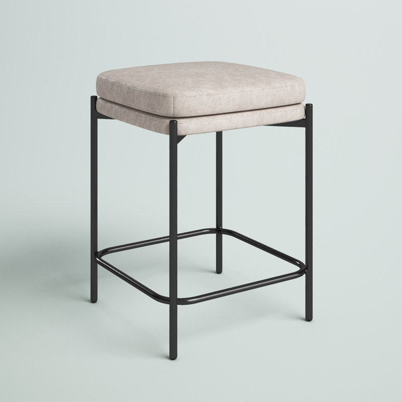 Sydnor Upholstered Counter Stool, White, Black