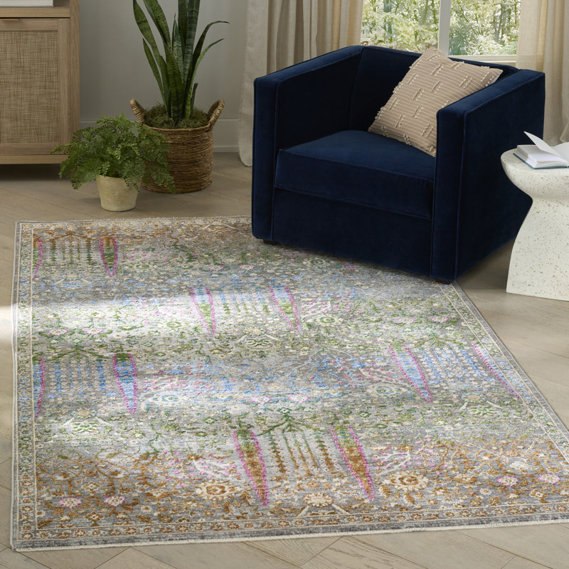 Nourison Vintage Harmony 5'3" x 7'6" Blue Multicolor Bohemian Indoor Rug, Rectangle 5'3" x 7'6"