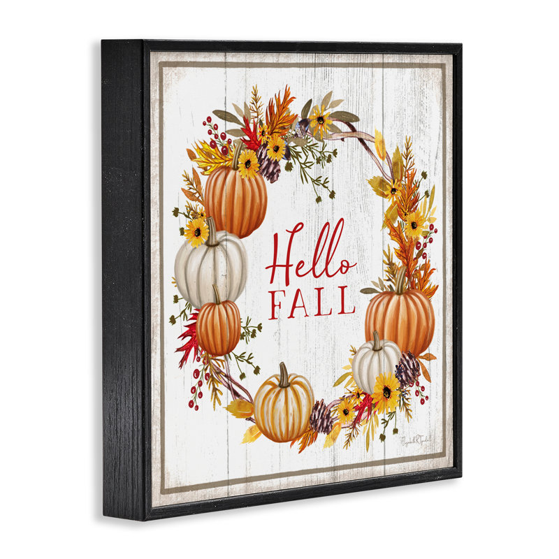 «Rustic Hello Fall», estampe numérique encadrée par Elizabeth Tyndal, Giclée encadrée noir minuit, H 24 po x l 24 po