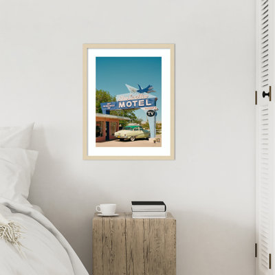 «Route 66» par Criswell, reproduction d'art murale en bois encadrée