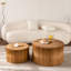 Ensemble de tables basses emboîtables cylindriques de style rétro avec motif texturé vertical en relief (ensemble de 2)-937693902
