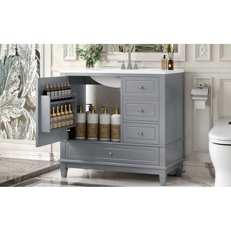 36" Bathroom Vanity with Ceramic Sink
