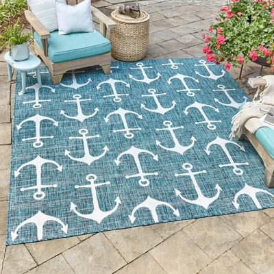 Glidden Rectangle Geometric Polypropylene Plastic Rug