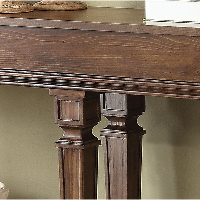 Constableville Transitional Oak Rectangular Console Table with Display Shelves | Stylish Storage for Living Room & Entryway