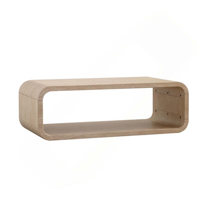 Table basse incurvée moderne avec cadre ouvert et rangement ouvert pour les salons contemporains