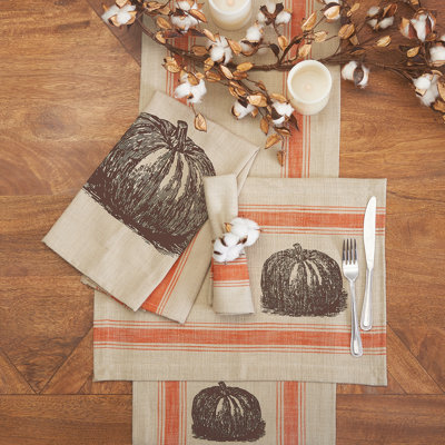 Secaucus Striped 100% Cotton Thanksgiving Table Runner
