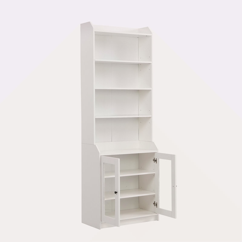 Élégante armoire haute avec porte en acrylique, buffet polyvalent aux courbes gracieuses, bibliothèque contemporaine avec tablettes réglables pour le salon