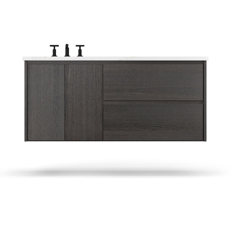 Gilded Single Left/Right Bath Floating Vanity, 42", Gray Weathered