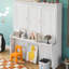 Grand lit blanc avec tablette de bureau pratique - Option polyvalente essentielle pour la chambre à coucher, rangement personnalisable