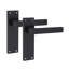  1 Set Victorian Straight Delta Door Handles in Matt Black with 1 Pair of 3" Ball Bearing Hinges & Latches Pack - 150mm x 40mm Backplate