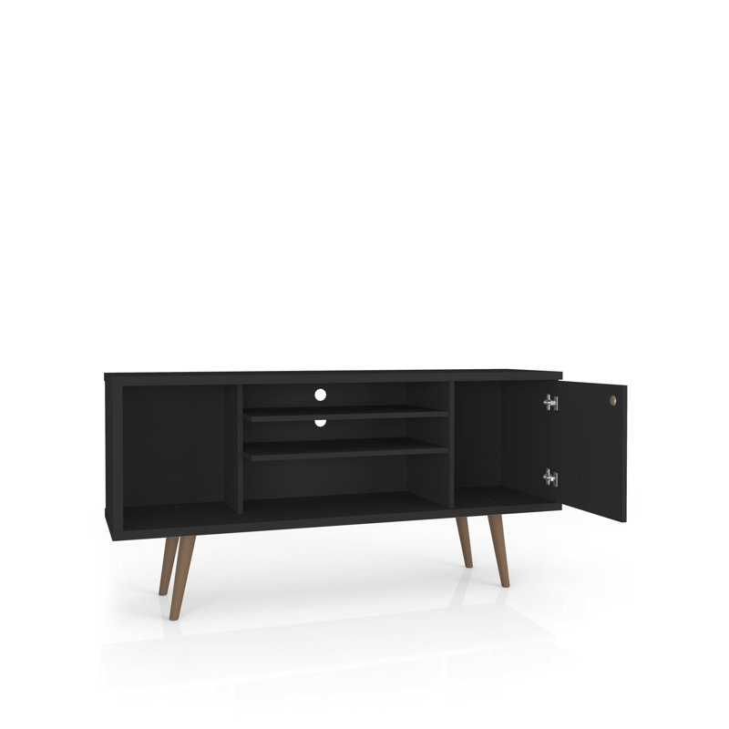 Liberty 53" Mid-Century Modern 5-Shelf TV Stand for TVs up to 50" in Black, Black