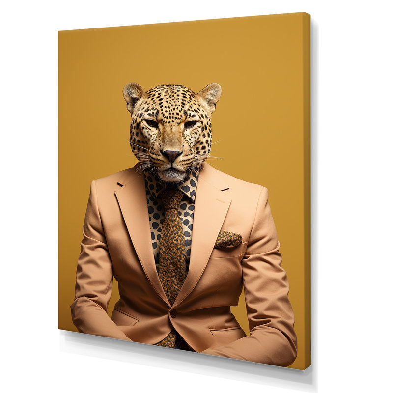 Art mural jaune guépard II, H 20 po x l 12 po x P 1 po, Toile tendue
