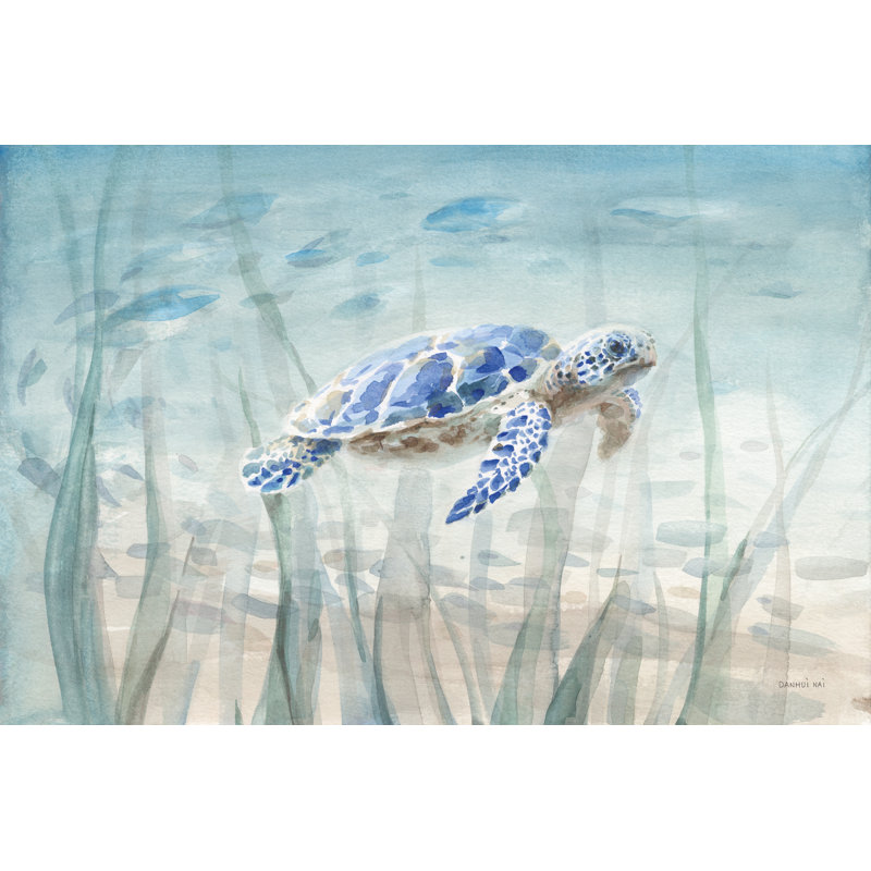 Undersea Turtle by Danhui Nai - Wrapped Canvas Painting, 61cm H x 91cm W