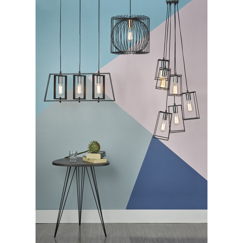 Wallis 3 - Light Matt Black/Polished Chrome Kitchen Island Pendant