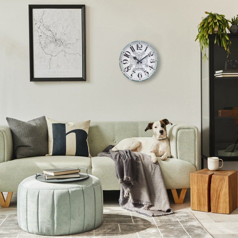 Horloge murale 20 pouces, Blanc / vert / noir