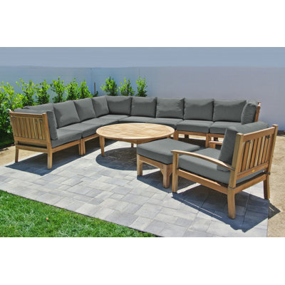 Huntington 12 Piece Teak Sectional Seating Group with Sunbrella Cushions
