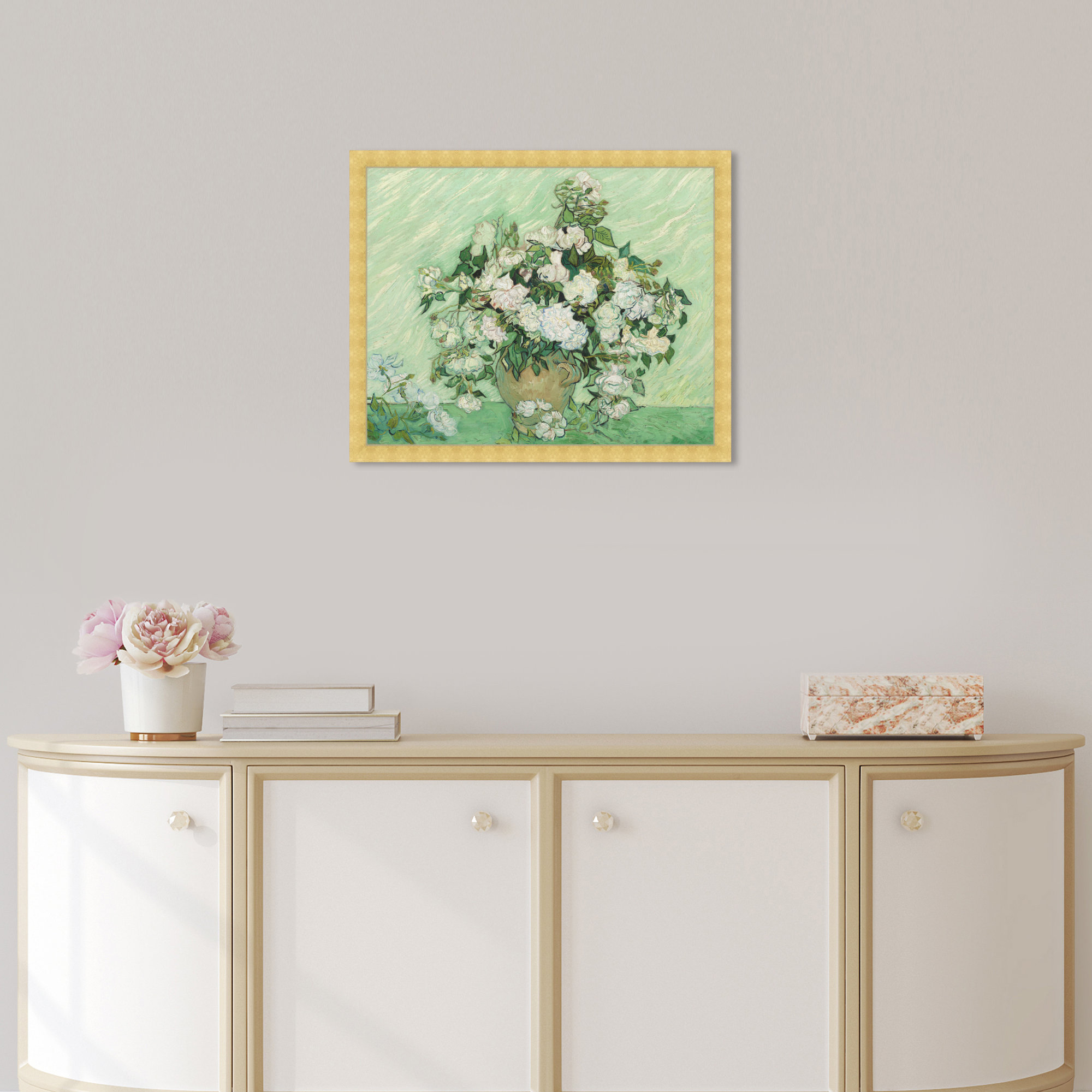 Van Gogh - Roses by Oliver Gal, 19" H x 22" W x 0.5" D, Gold