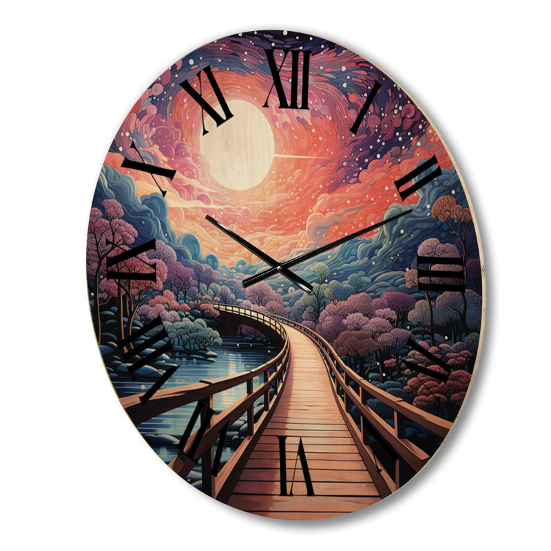 Horloge murale en bois massif Margreta, Petit