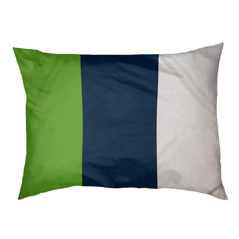 Coussin Atlanta, Petit (l 28 po x P 18 po x H 6 po), Green/Navy Blue/White