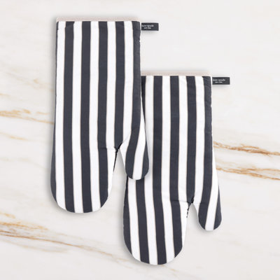 Kate Spade New York Loop And Dot Striped Cotton Oven Mitt Set Set
