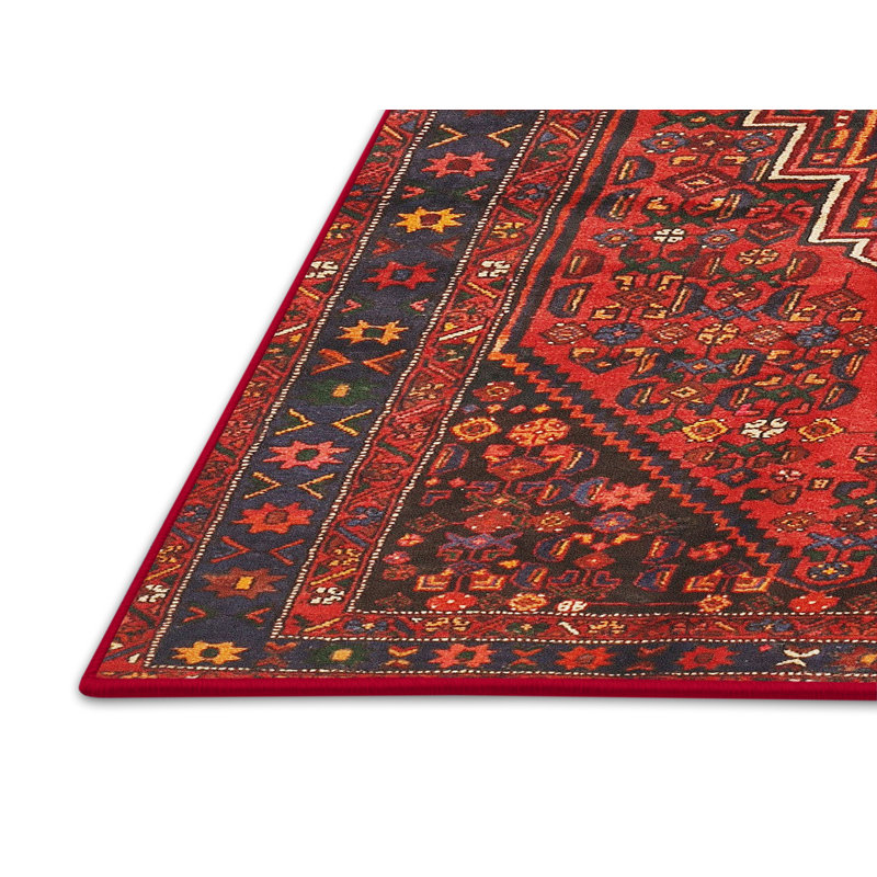 Tapis oriental en laine / polyester tissé à la machine à tisser à la machine / noir / crème, Rectangle 6 pi x 9 pi