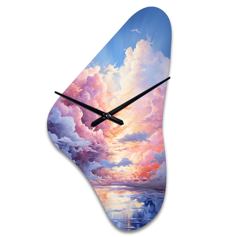 Nuage fantaisiste Cloudscape ludique - horloge murale en forme de nuage de forme unique, horloge murale corail, Grand